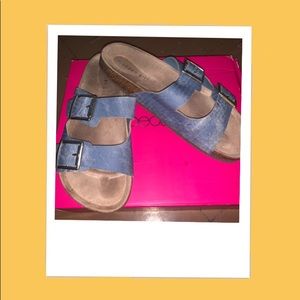 denim slippers (faux birkenstock’s)